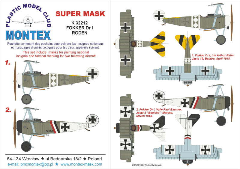 Fokker Dr.I Triplane 2 insignia masks (designed to be used with Meng Models and Roden kits)