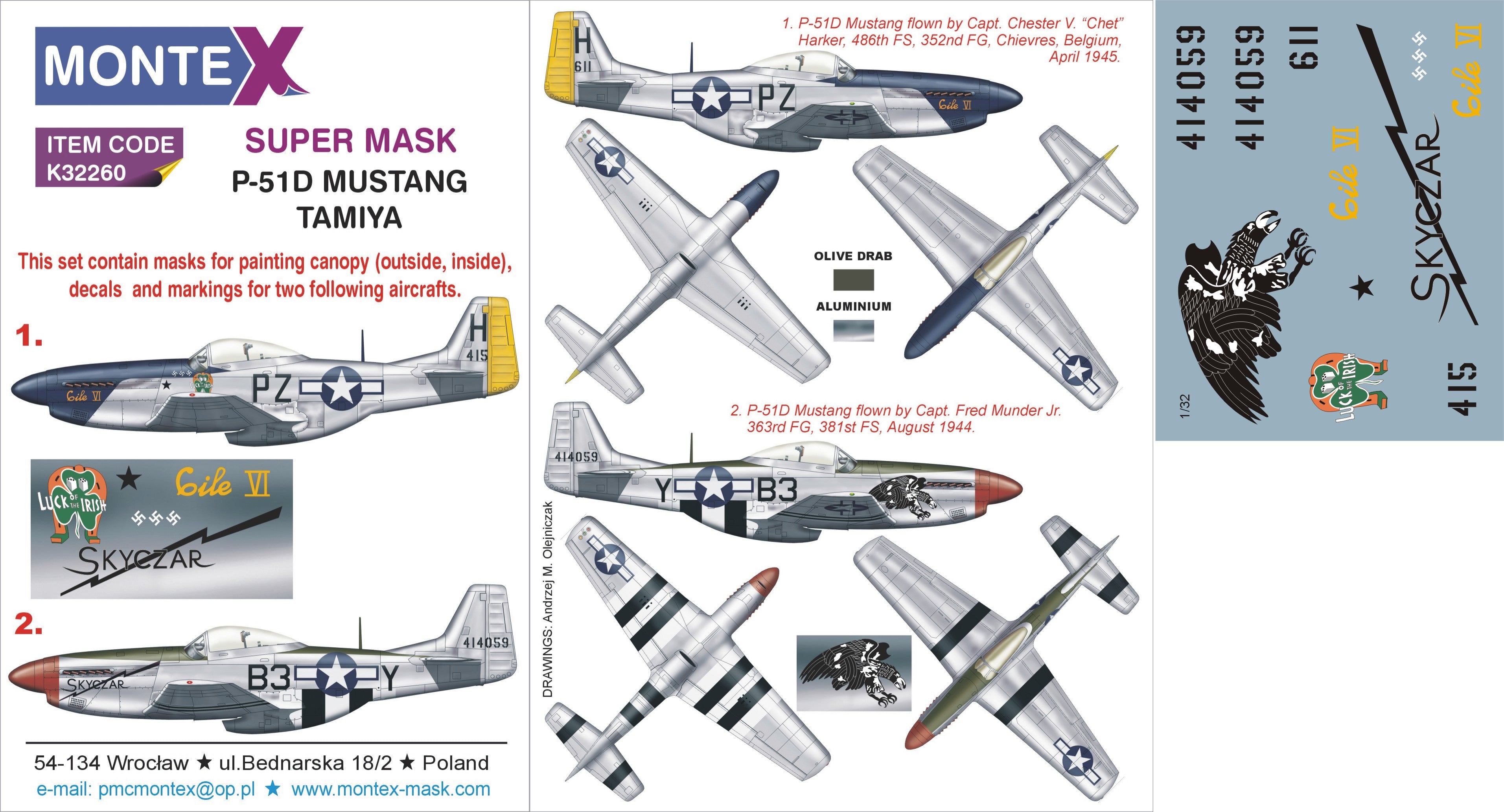 North-American P-51D MUSTANG (canopy frame paint masks (inside and outside)) insignia and markings masks + decals (designed to be used with Tamiya kits)