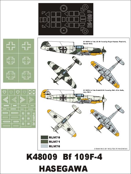 Messerschmitt Bf-109F-4 1 canopy mask (exterior) insignia and markings masks (designed to be used with Hasegawa kits)