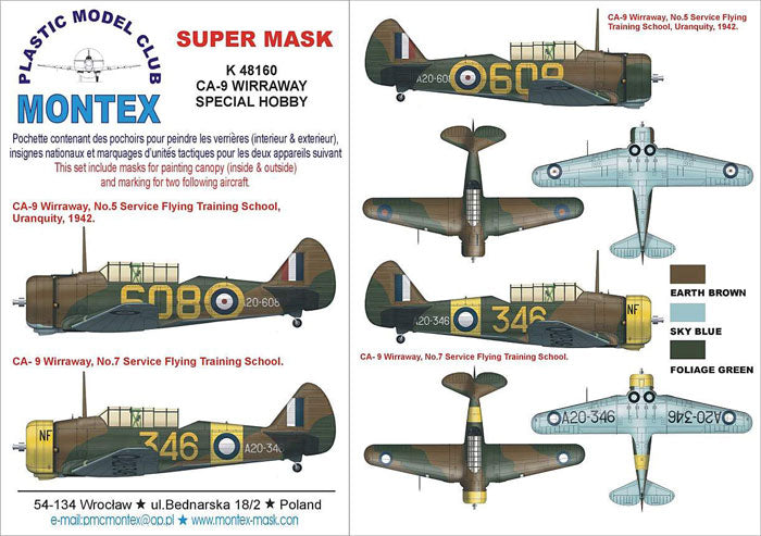 CAC CA-9 Wirraway (canopy frame paint masks (inside and outside)) + insignia and markings masks (designed to be used with Special Hobby kits)