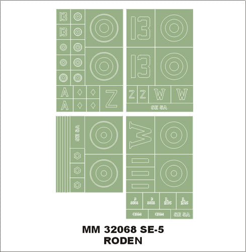 Royal_Aircraft_Factory S.E.5a insignia and markings masks (designed to be used with Roden kits)
