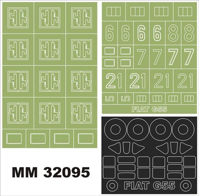 FIAT G.55 canopy frame paint masks (inside and outside) insignia and markings masks (designed to be used with Pacific Coast Models kits)