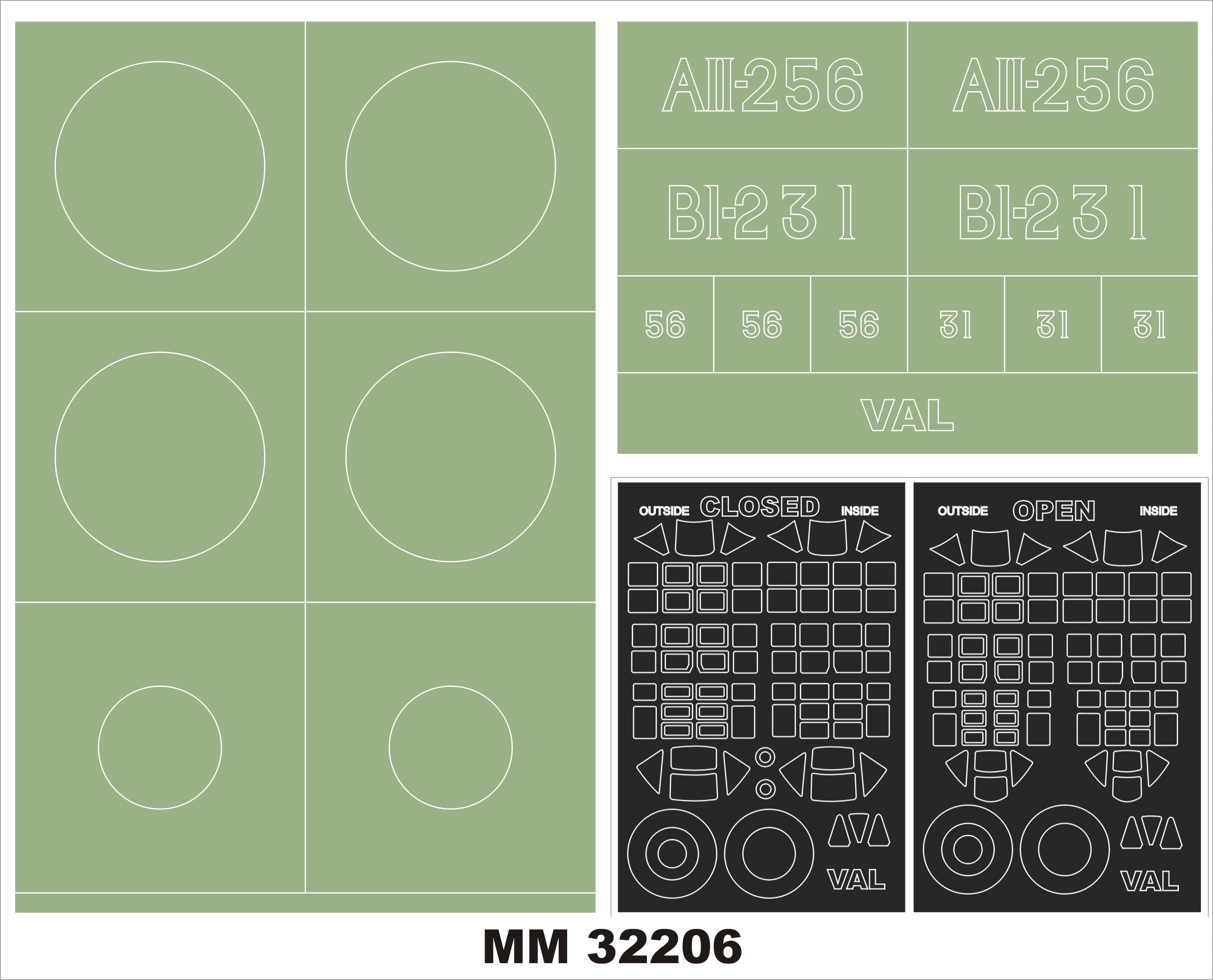 Aichi D3A1 Val 2 canopy frame paint masks (inside & outside) + 2 insignia masks (designed to be used with Infinity Models kits)