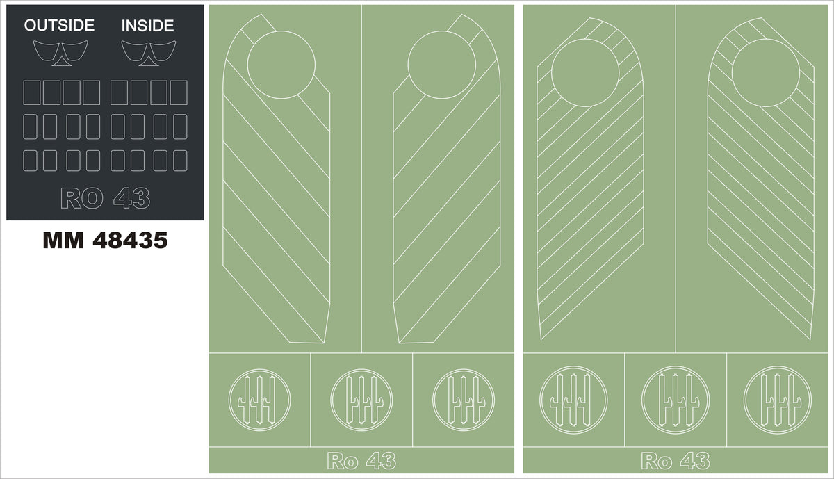 IMAM Ro-43 (designed to be used with Special Hobby SH48137 kits) 2 canopy frame paint mask (inside & outside) + 2 insignia masks