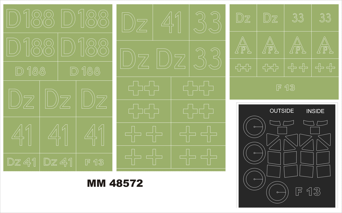 Junkers F-13 (designed to be used with Miniart MT48002 kits) 2 canopy masks (inside and outside) + 3 insignia masks
