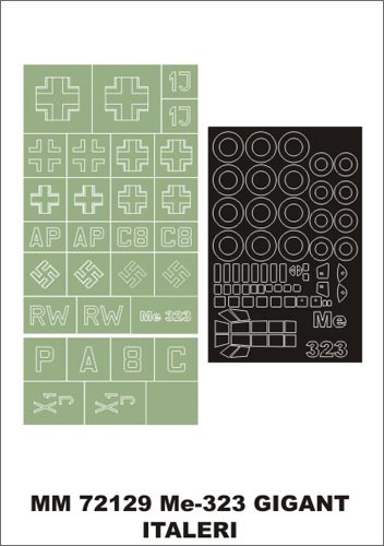 Messerschmitt Me-323 Gigant 1 canopy frame paint masks (outside only) insignia and markings masks (designed to be used with Italeri kits)