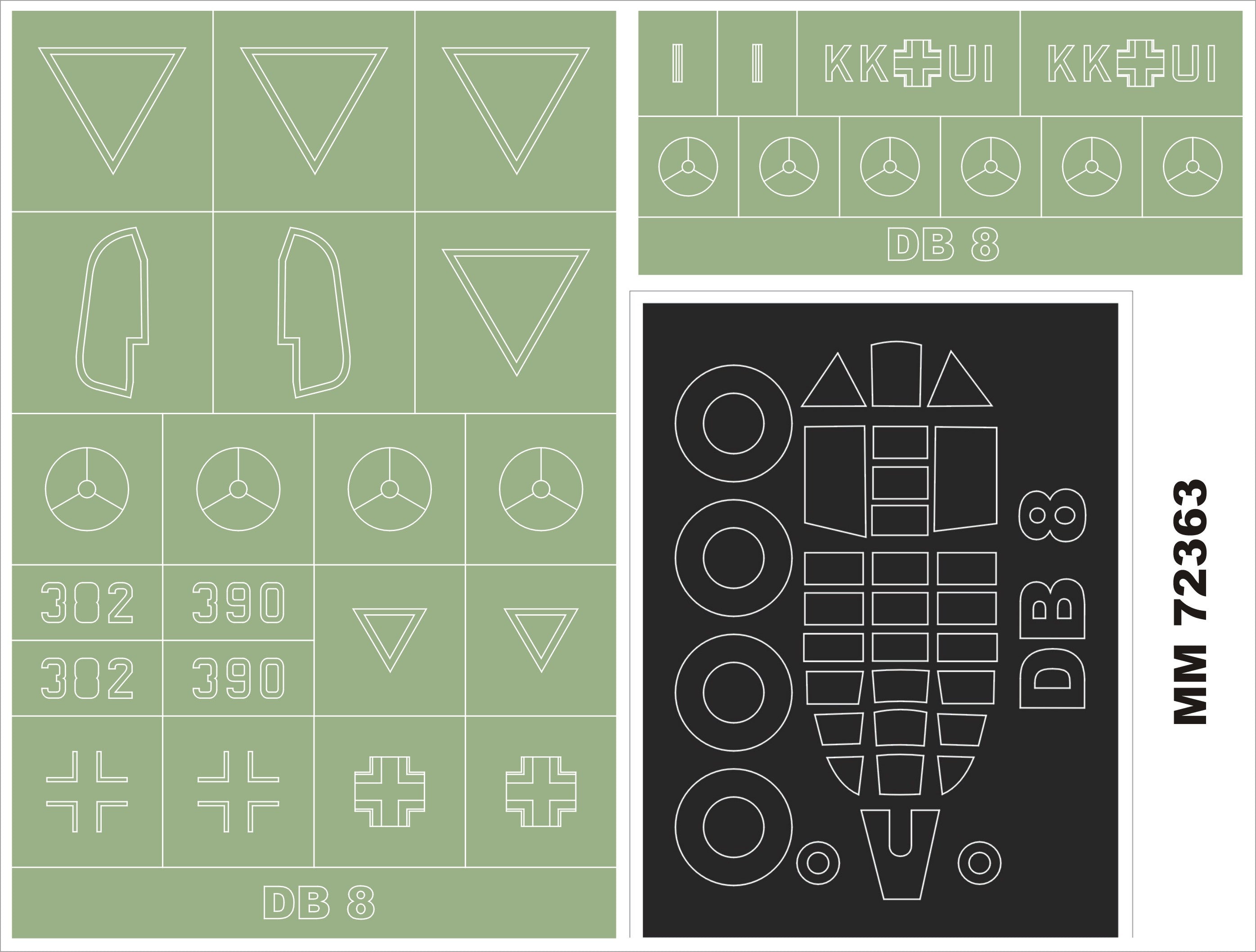 Douglas DB-8A/3N 1 canopy frame paint masks canopy frame paint masks (outside only) + 2 insignia masks (designed to be used with Special Hobby kits)
