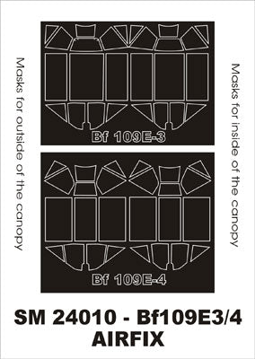 Messerschmitt Bf-109E-3/4 canopy frame paint masks (inside and outside) (designed to be used with Airfix kits)