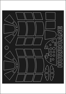 Hawker Hurricane Mk.I/Mk.IIC/Mk.IID canopy frame paint masks (inside and outside) (designed to be used with Trumpeter kits)