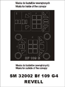 Messerschmitt Bf-109G-4 canopy frame paint masks (inside and outside) (designed to be used with Revell kits)