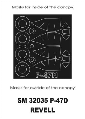 Republic P-47D Thunderbolt canopy frame paint masks (inside and outside) (designed to be used with Revell kits)