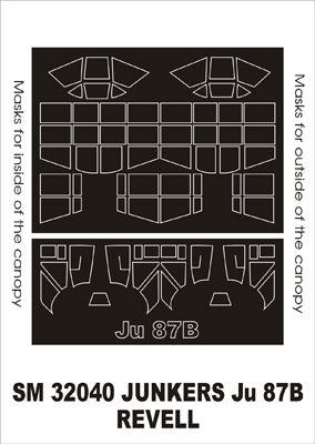 Junkers Ju-87B 'Stuka' canopy frame paint masks (inside and outside) (designed to be used with Revell kits)