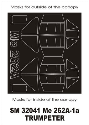 Messerschmitt Me-262 Schwalbe canopy frame paint masks (inside and outside) (designed to be used with Trumpeter kits)