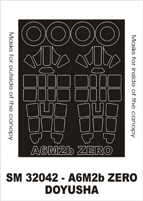 Mitsubishi A6M2 Zero canopy frame paint masks (inside and outside) (designed to be used with Doyusha kits)