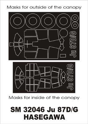 Junkers Ju-87D/G 'Stuka' canopy frame paint masks (inside and outside) (designed to be used with Hasegawa kits)