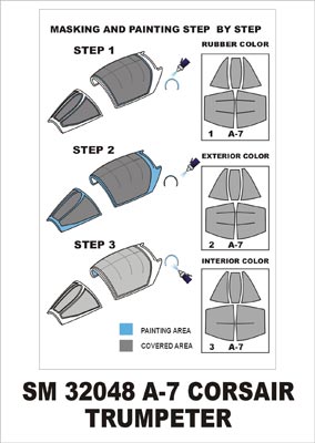 LTV A-7D/A-7E canopy frame paint masks (inside and outside) (designed to be used with Trumpeter kits)