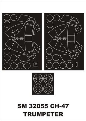 Boeing CH-47A / CH-47D Chinook canopy frame paint masks (inside and outside) (designed to be used with Trumpeter kits)