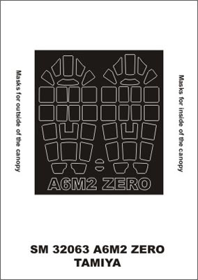 Mitsubishi A6M2b Zero Model 21 Zeke canopy frame paint masks (inside and outside) (designed to be used with Tamiya kits)