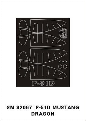 North-American P-51D Mustang canopy frame paint masks (inside and outside) (designed to be used with Dragon kits)