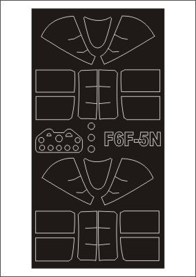 Grumman F6F-5 Hellcat canopy frame paint masks (inside and outside) (designed to be used with Trumpeter kits)