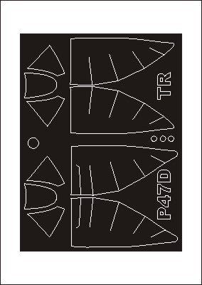 Republic P-47D Thunderbolt (BUBBLETOP) canopy frame paint masks (inside and outside) (designed to be used with Trumpeter kits)