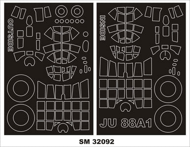 Junkers Ju-88A-1 (exterior and interior) 2 sheets 114x 170mm canopy frame paint masks (designed to be used with Revell kits)