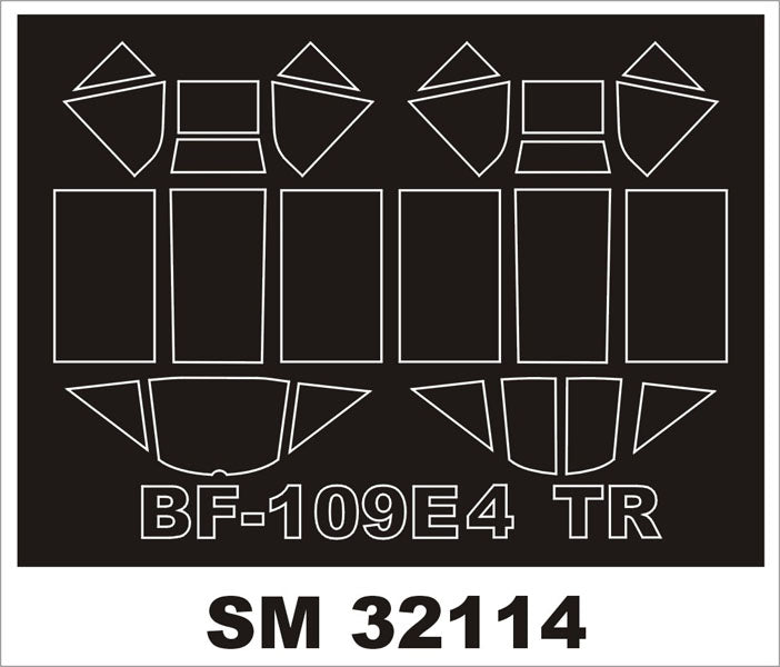 Messerschmitt Bf-109E-4 canopy frame paint masks (inside and outside) (designed to be used with Trumpeter kits)