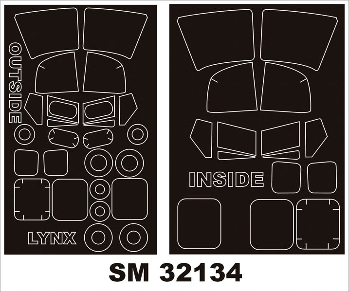 WESTLAND LYNX canopy frame paint masks (inside and outside) (designed to be used with Revell kits)