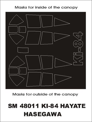Nakajima Ki-84 Hayate canopy frame paint masks (inside and outside) (designed to be used with Hasegawa kits)