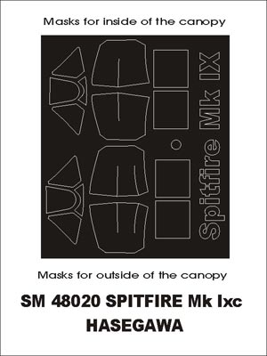 Supermarine Spitfire Mk.IXc canopy frame paint masks (inside and outside) (designed to be used with Hasegawa kits)