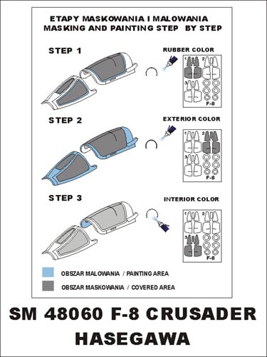 Vought F-8E Crusader canopy frame paint masks (inside and outside) (designed to be used with Eduard kits, Hasegawa and Hobby 2000 kits)