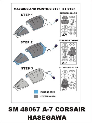 BACK IN STOCK!!! LTV A-7D/A-7E Corsair canopy frame paint masks (inside and outside) (designed to be used with Hasegawa kits)