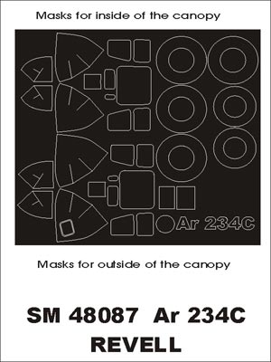 Arado Ar-234C canopy frame paint masks (inside and outside) (designed to be used with Hasegawa, Hobby 2000 and Revell kits)