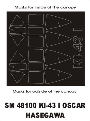Nakajima Ki-43-I Oscar canopy frame paint masks (inside and outside) (designed to be used with Hasegawa kits)