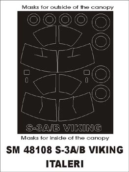 Lockheed S-3A / S-3B Viking canopy frame paint masks (inside and outside) (designed to be used with Italeri kits)