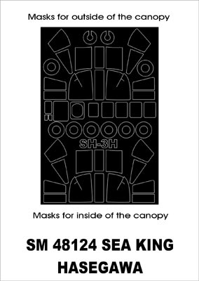 Sikorsky SH-3H Sea King canopy frame paint masks (inside and outside) (designed to be used with Hasegawa and Revell kits)