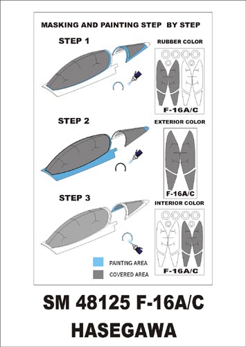 General-Dynamics F-16A/C canopy frame paint masks (inside and outside) (designed to be used with Hasegawa kits)