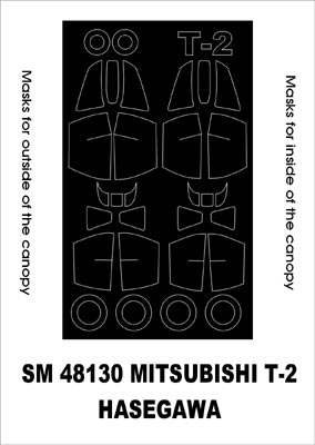 Mitsubishi T-2 canopy frame paint masks (inside and outside) (designed to be used with Hasegawa kits)