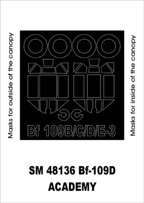 Messerschmitt Bf-109D canopy frame paint masks (inside and outside) (designed to be used with Academy kits)