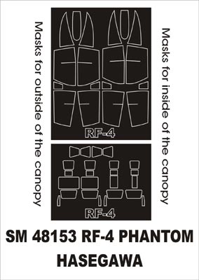 McDonnell RF-4B/RF-4C/RF-4E/RF-4EJ Phantom canopy frame paint masks (inside and outside) (designed to be used with Hasegawa kits)
