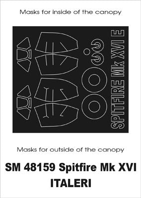 Supermarine Spitfire Mk.XVI canopy frame paint masks (inside and outside) (designed to be used with Italeri kits)