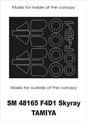 Douglas F4D-1 Skyray canopy frame paint masks (inside and outside) (designed to be used with Tamiya kits)