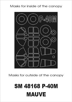 Curtiss P-40M canopy frame paint masks (inside and outside) (designed to be used with Mauve kits)