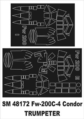 Focke-Wulf Fw-200C-4 Condor canopy frame paint masks (inside and outside) (designed to be used with Trumpeter kits)
