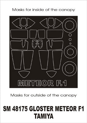 Gloster Meteor F.I canopy frame paint masks (inside and outside) (designed to be used with Tamiya kits)