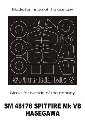 Supermarine Spitfire Mk.VB canopy frame paint mask (outside only) (designed to be used with Hasegawa kits)