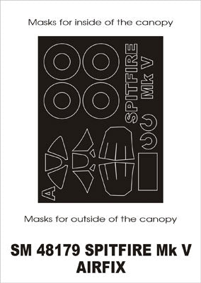 Supermarine Spitfire Mk.V canopy frame paint mask (outside only) (designed to be used with Airfix kits)