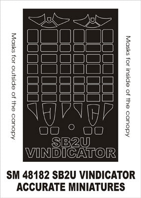 Vought SB2U Vindicator canopy frame paint masks (inside and outside) (designed to be used with Accurate Miniatures kits)
