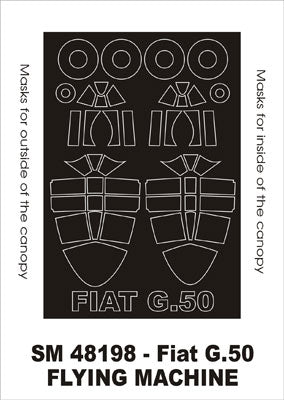 Fiat G.50 canopy frame paint masks (inside and outside) (designed to be used with Flying Machine kits)