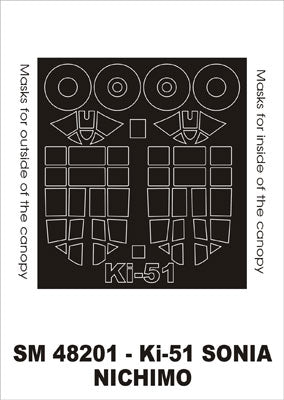 Mitsubishi Ki-51 'Sonia' canopy frame paint masks (inside and outside) (designed to be used with Nichimo kits)